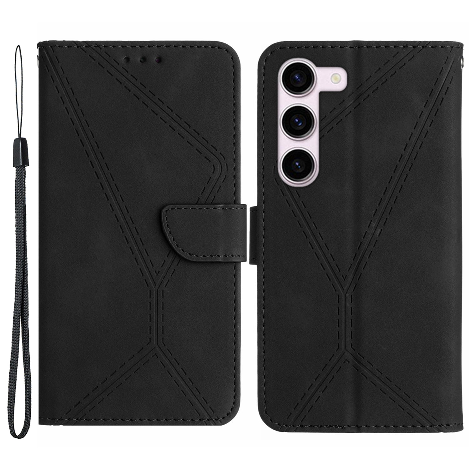 HT05 Shockproof Phone Case for Samsung Galaxy S23 Skin-touch PU Leather Wallet Cover with Strap HT05 Shockproof Phone Case for Samsung Galaxy S23 Skin-touch PU Leather Wallet Cover with Strap